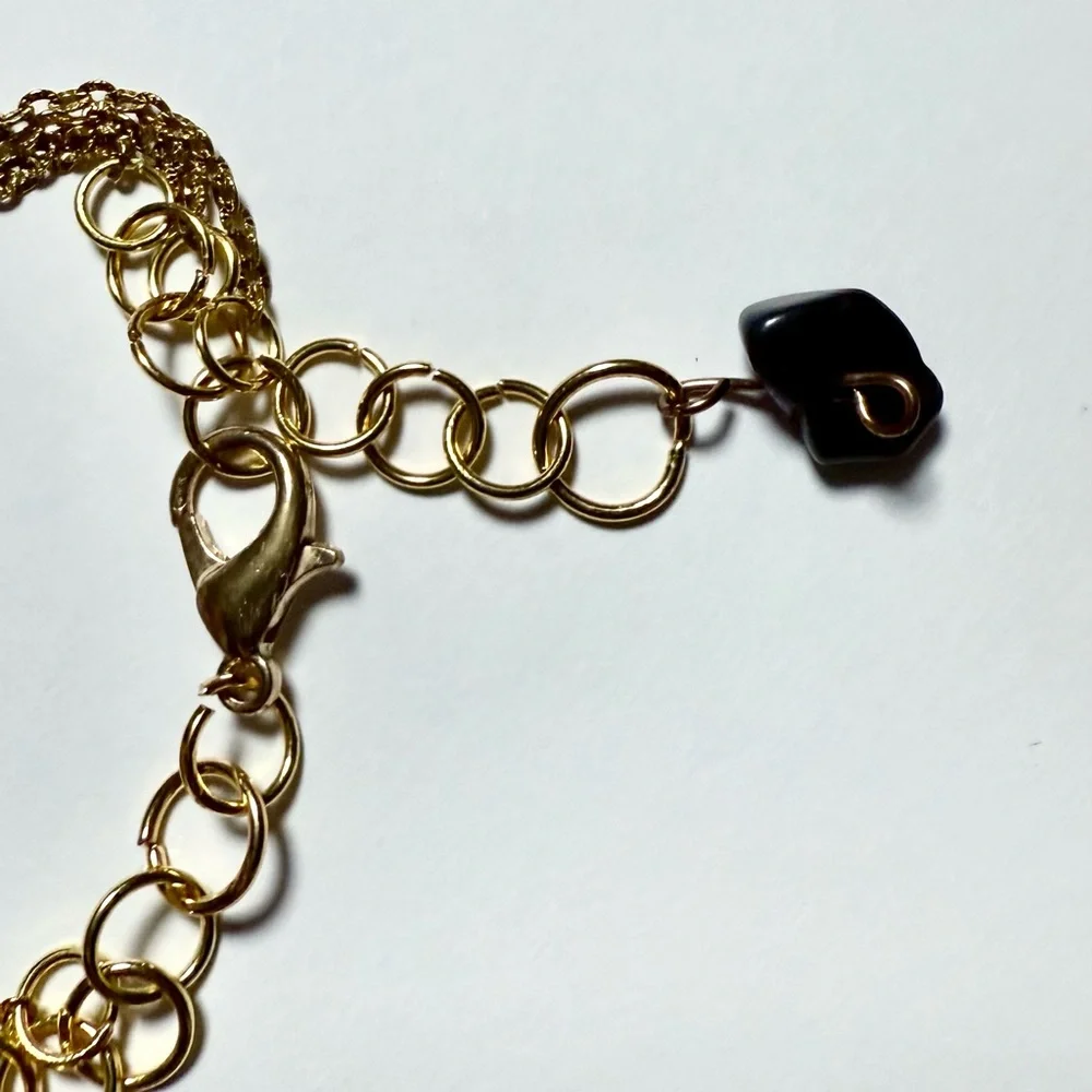 90s 00s Gold & Sodalite-style blue gemstone Necklace 3 in 1 layered. - Picture 7 of 7